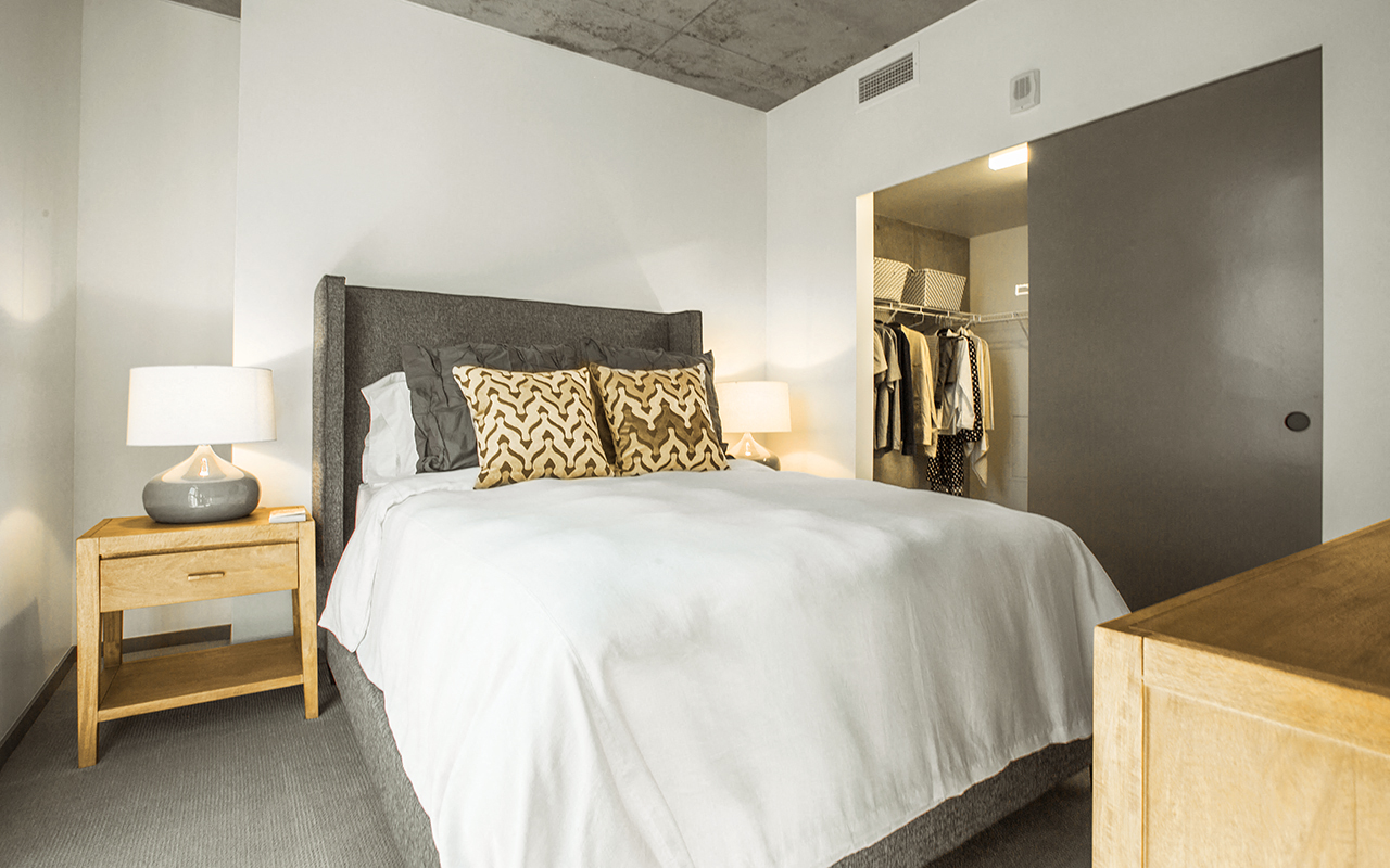 Block 17 Apartments High-Rise Model Bedroom and Closet